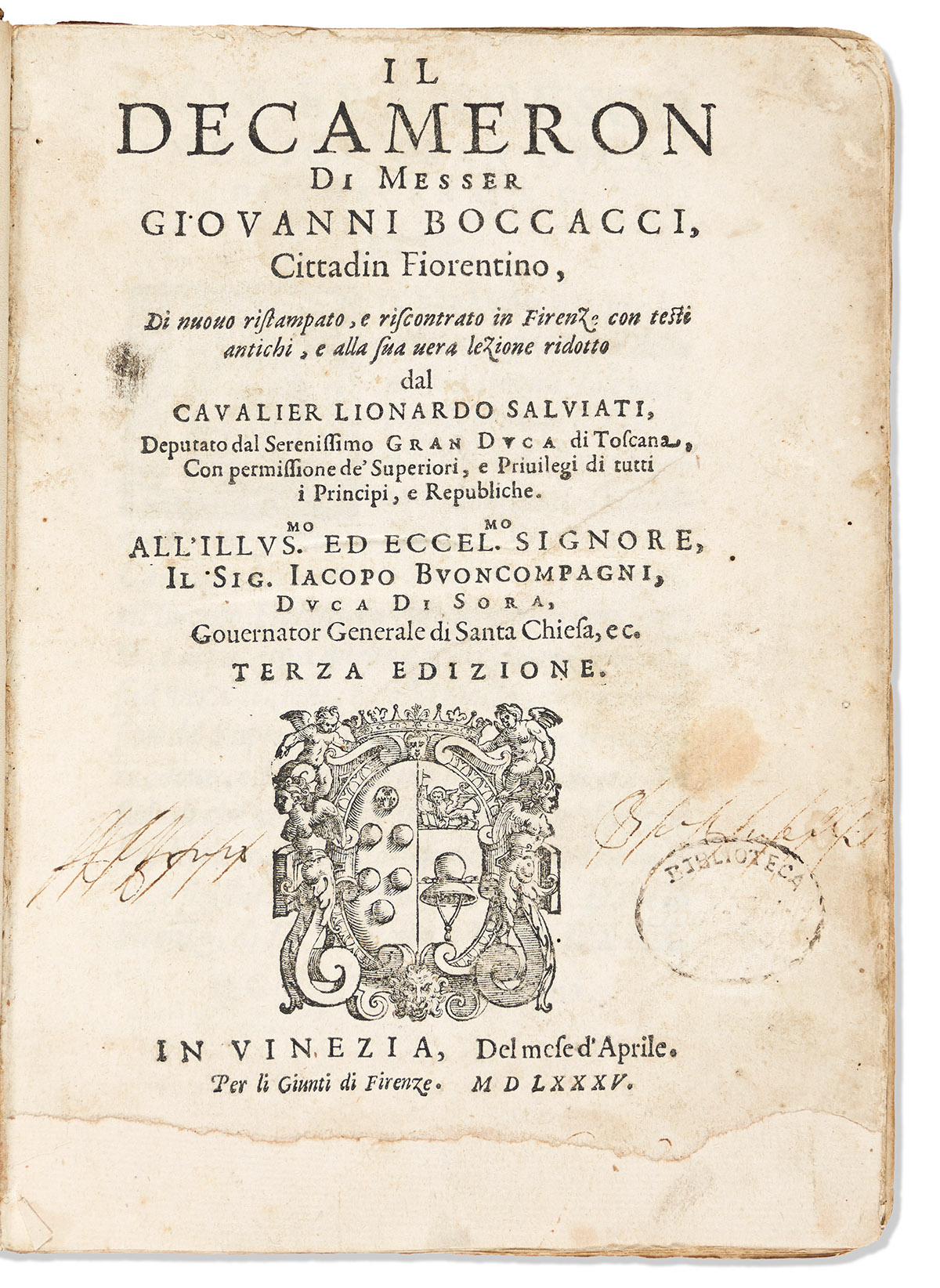 Boccaccio, Giovanni (1313-1375) Il Decameron.